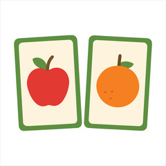 Flashcards with Fruits illustration, Kids toy clipart, Playtime Digital File, Children Game Toy Art
