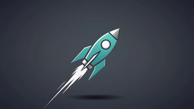 Sleek Teal Rocket Heading into Space