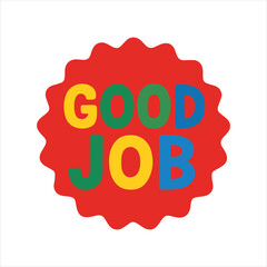 GOOD JOB Reward Badge illustration, Kids toy clipart, Playtime Digital File, Children Game Toy Art