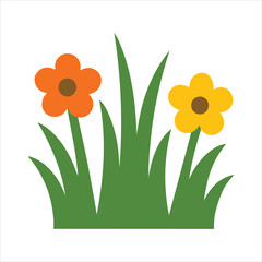 Grass patch with flowers illustration, Kids toy clipart, Playtime Digital File, Children Game Toy Art