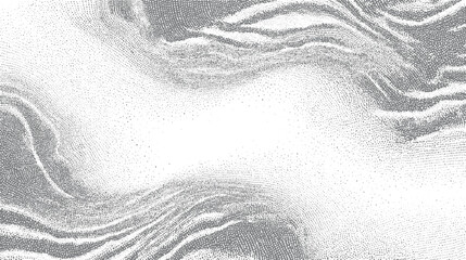 Abstract grey and white stippled texture with swirling wave patterns and negative space