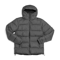 Classic men casual jacket or windbreaker, shown flat or on a hanger, isolated on a white background. Stylish outerwear for spring or autumn fashion concepts. © stas_malyarevsky