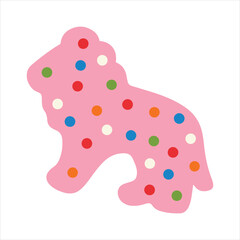 Pink Sprinkle Cookie Lion illustration, Kids toy clipart, Playtime Digital File, Children Game Toy Art
