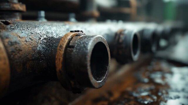Close-up of rusty industrial metal pipes