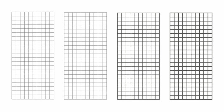 Four rectangular grids with varying densities of squares are displayed