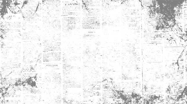 Distressed vintage newspaper page with smudged grey ink text and torn edges