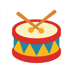 Toy Drum with Red Rim illustration, Kids toy clipart, Playtime Digital File, Children Game Toy Art