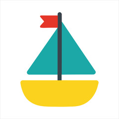 Yellow Toy Sailboat illustration, Kids toy clipart, Playtime Digital File, Children Game Toy Art