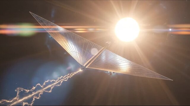 Solar Sail in Space: A sleek, futuristic solar sail, catching the radiant energy of a star in the vast expanse of space, embarking on a voyage of discovery.