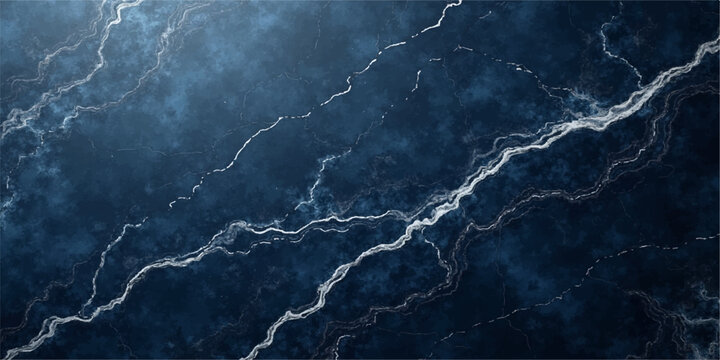 A powerful blue lightning bolt strikes from the dark stormy sky into the water during a night thunderstorm, creating a bright electric flash of energy and nature's dangerous power