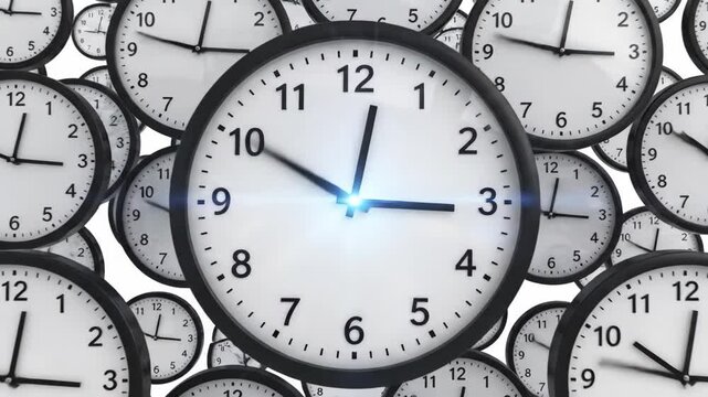 Fast moving clock hands indicating passing time or deadline, time pressure concept for planning or scheduling