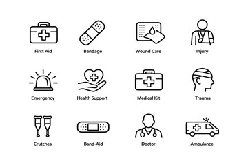 Fototapeta premium Essential medical symbols for first aid and emergency support