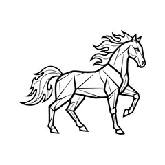 Fototapeta premium Geometric Style Line Art Illustration of a Majestic Horse in Motion, Emblematic of Freedom and Power