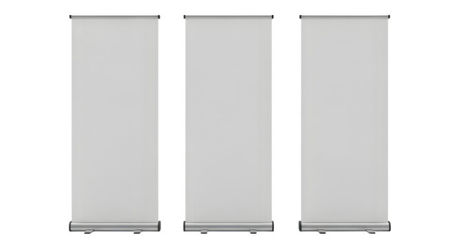 Three empty roller banners