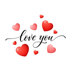 Cute heart love valentine s day typography text concept on Transparent Background PNG Generative AI 