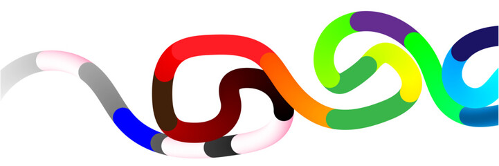 Abstract rainbow gradient wavy lines pattern. 3D colorful swirl ribbons forming playful curves and dynamic strokes.abstract colorful background