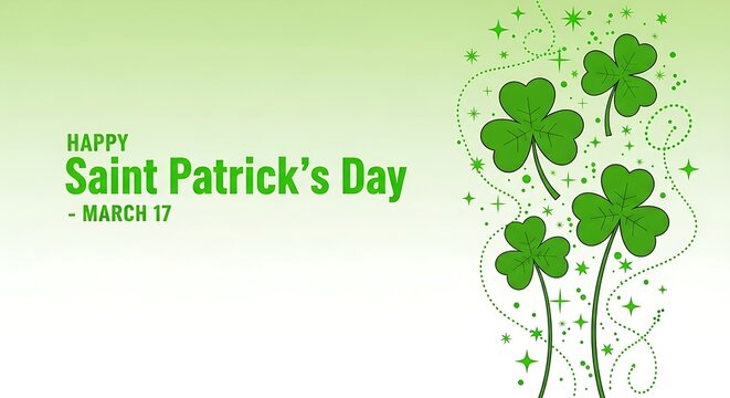 Celebrate saint patrick's day with green shamrocks and sparkles on march 17