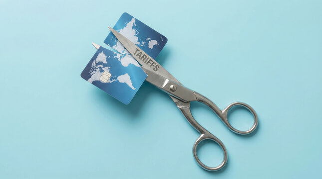 Tariff trade war scissors cut world card show end tariff tension and trade peace