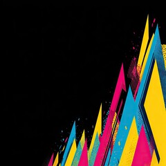 Abstract geometric design with vibrant colors on a dark background