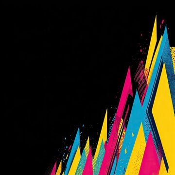 Abstract geometric design with vibrant colors on a dark background