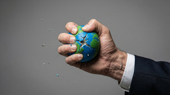 Economic bubble burst globe hand in globe hand bubble burst economic globe hand