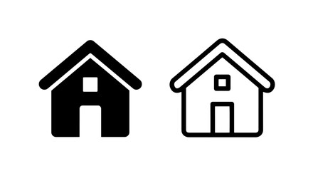 Fototapeta premium House icon set, black and white, representing home, real estate, and residence