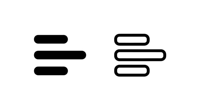 Hamburger menu icon set, black and white, for navigation and interface design