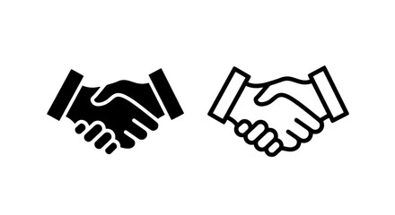 Obraz premium Handshake Icons in Solid Black and Outline for Agreement and Partnership