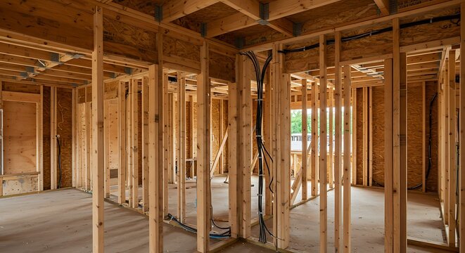 Bare Bones of a New Home - Framing a Future Interior.