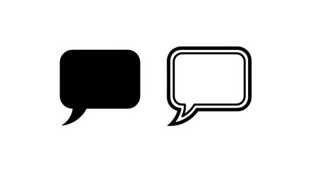 Fototapeta premium Rounded Rectangular Speech Bubbles: Black Filled and Outline Chat Icons