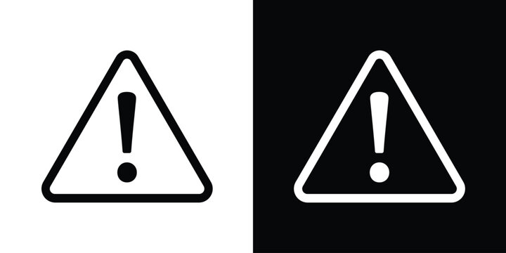 Hazard warning exclamation mark inside a triangle vector icon. Security alert, error notification, or caution safety symbol. Minimalist design for UI/UX and industrial signage.