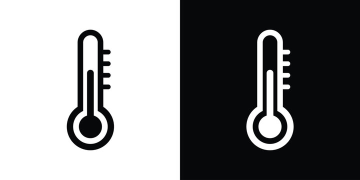 Professional thermometer icon set indicating temperature levels. Suitable for weather forecasts, medical apps, climate control systems, and heat or cold measurement visuals.