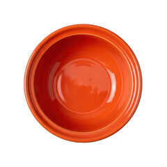 Bright orange ceramic bowl isolated on transparent background