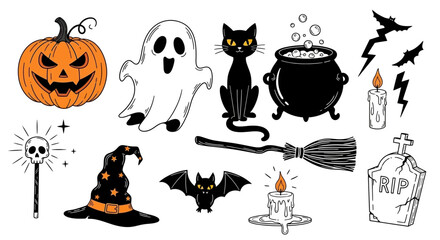 Obraz premium Halloween Holiday Icons and Symbols Collection - Vector Art