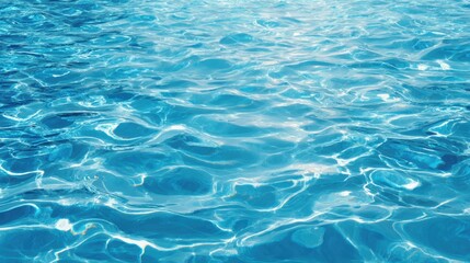 Obraz premium Water covers the surface with gentle ripples. Sunlight shines on the water creating reflections. The scene captures a lively moment at a pool or lake during the day.