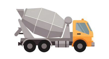 Fototapeta premium Vibrant orange cement mixer truck for construction projects