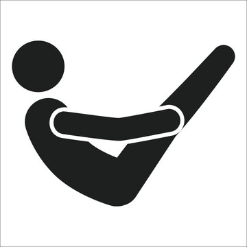 Man Performing V-Up Abdominal Crunch Silhouette Vector Icon