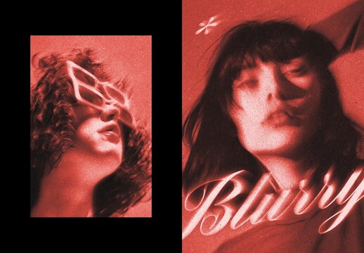 Wave Smeared Print Poster Effect Mockup