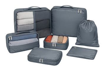 Naklejka premium Gray packing cubes set for travel organizing