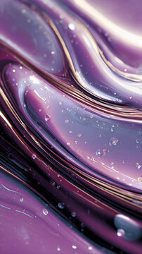 Abstract Metallic Liquid Flowing in Macro with Reflective Fluid Motion and Futuristic Texture