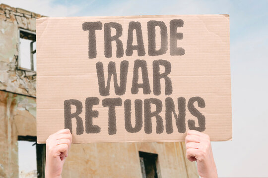 "Trade War Returns" Economic conflict resumes. TRADE. WAR. RETURNS. ECONOMIC. CONFLICT.