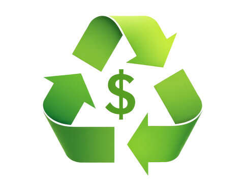 A recycled container with a dollar sign marked on it, suitable for financial or environmental themes