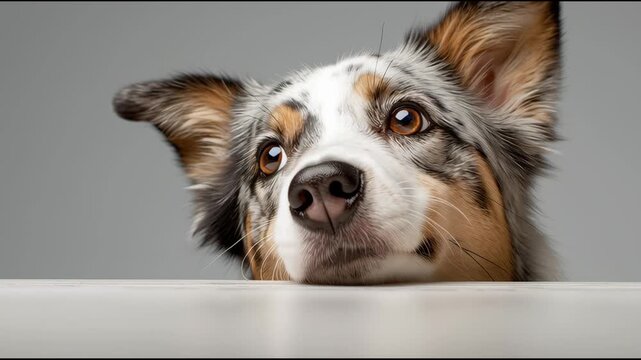 Happy Dog Waits for Food Delivery While Sitting at Home During Afternoon Time With Food Subscription Banner in View