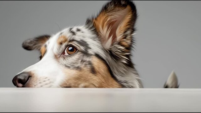 Happy Dog Waits for Food From Subscription Box While Sitting at Home During Morning Time