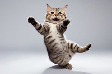 Happy smiling cat dancing animal mammal kitten.