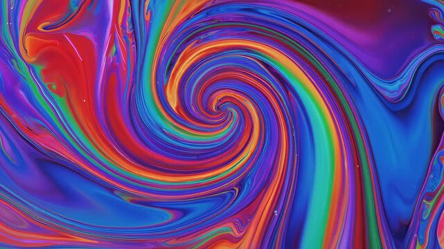 Swirling, vibrant abstract art features a spiraling vortex of blended, vivid colors