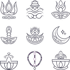 Maha Shivratri Symbols Set Vector