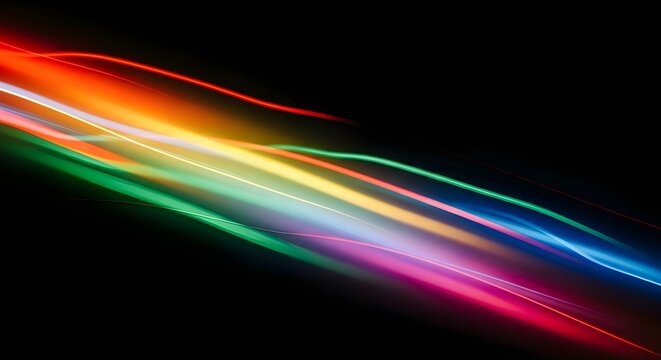 Vibrant Abstract Light Streaks on Black Background Motion Blur Effect