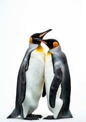 Emperor penguins touching beaks