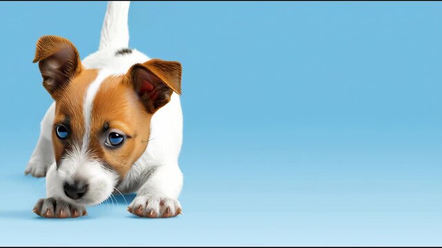Playful Puppy Explores Clean Studio With Energy and Curiosity Throughout the Short Sequence of Lively Frames